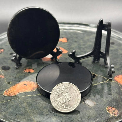 Obsidian Scrying Mirror with Stand