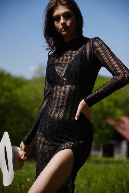 Midnight Hex Glam Maxi Dress