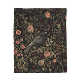 Crow In The Garden Velveteen Plush Blanket