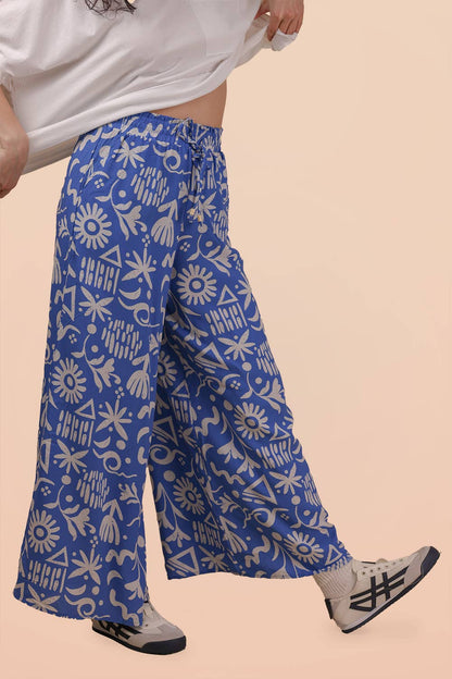 NP70715-Printed Wide Leg Long Pants