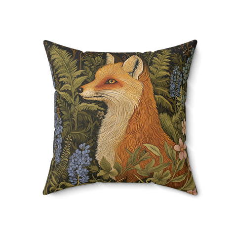 Fox In The Garden Spun Polyester Square Pillow