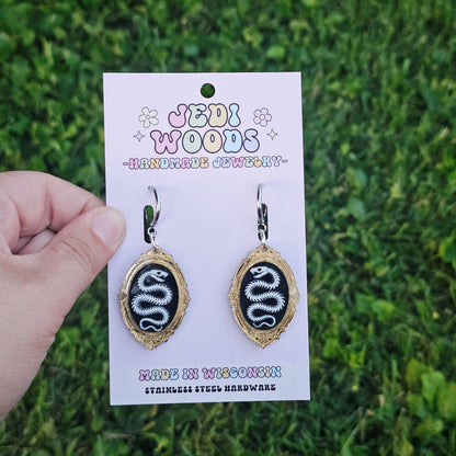 Snake Skeleton Oddities Frame Earrings (Gauge Friendly)