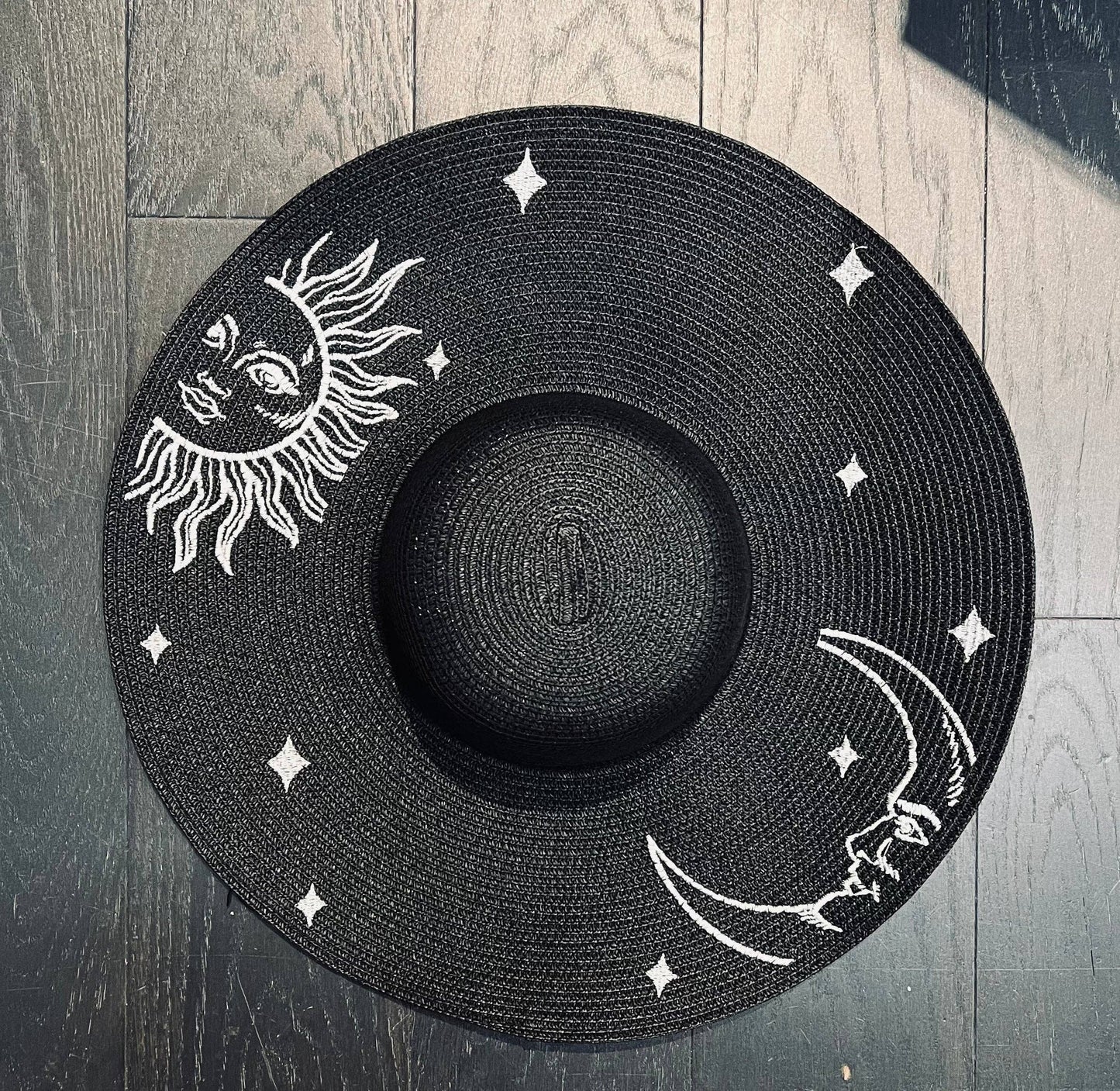 Celestial Sun and Moon Floppy Sun Hat - XL Brim
