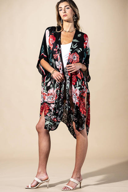 Red Flower Garden  Kimono