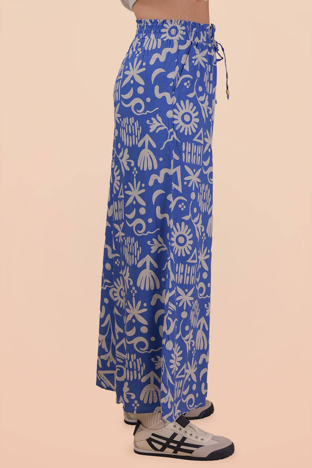 NP70715-Printed Wide Leg Long Pants