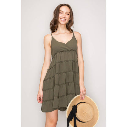Sleeveless Tiered Ruffle Babydoll Flowy Mini Dress