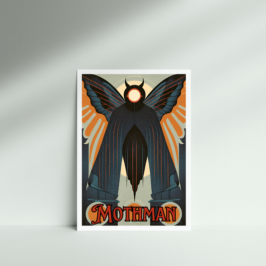 Art Deco Mothman Cryptid Wall Art Print  