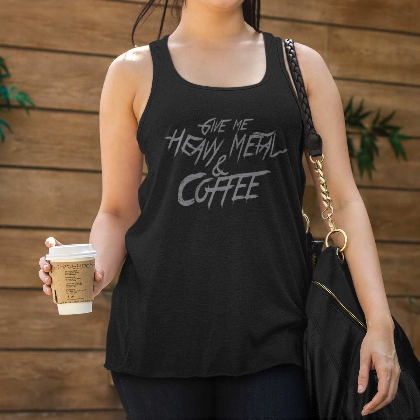 Give Me Heavy Metal and Coffee Racerback Tank