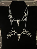 Raven Skull Necklace Silver