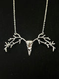 Raven Skull Necklace Silver