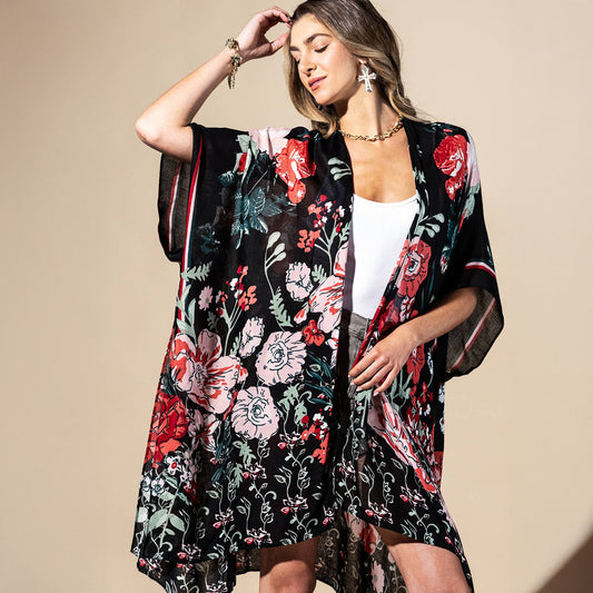 Red Flower Garden  Kimono