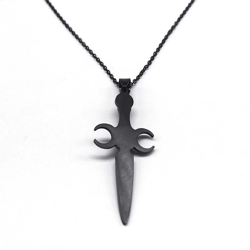 Triple Moon Athame Necklace