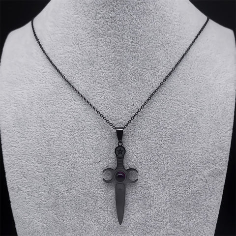 Triple Moon Athame Necklace