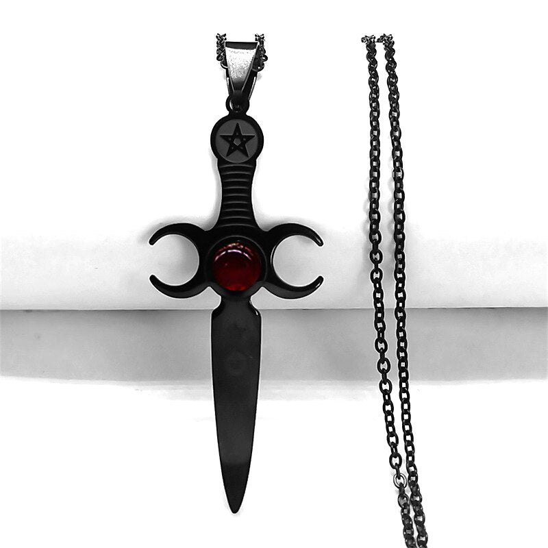 Triple Moon Athame Necklace