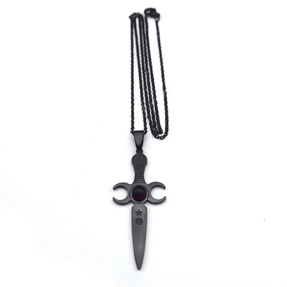 Triple Moon Athame Necklace