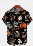 Halloween Print Button Up Shirt