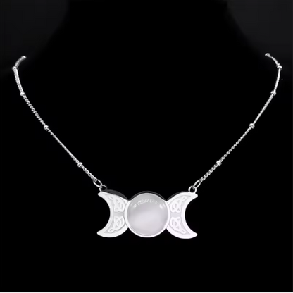 Triple Moon Opal Necklace