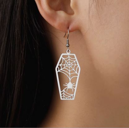Coffin Spiderweb Earrings