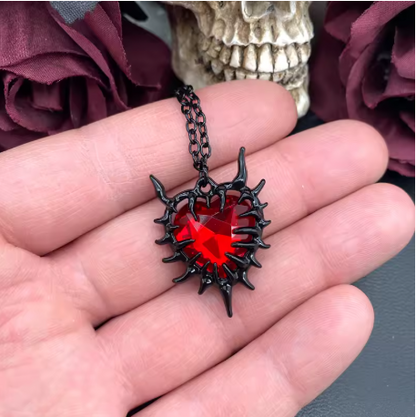 Spiked Glass Heart Necklace