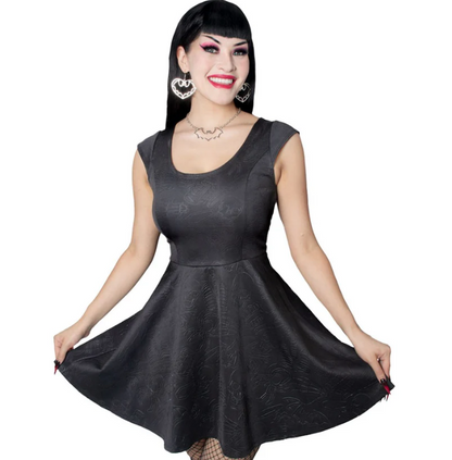Death Repeat Embossed Skater Dress