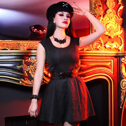 Death Repeat Embossed Skater Dress