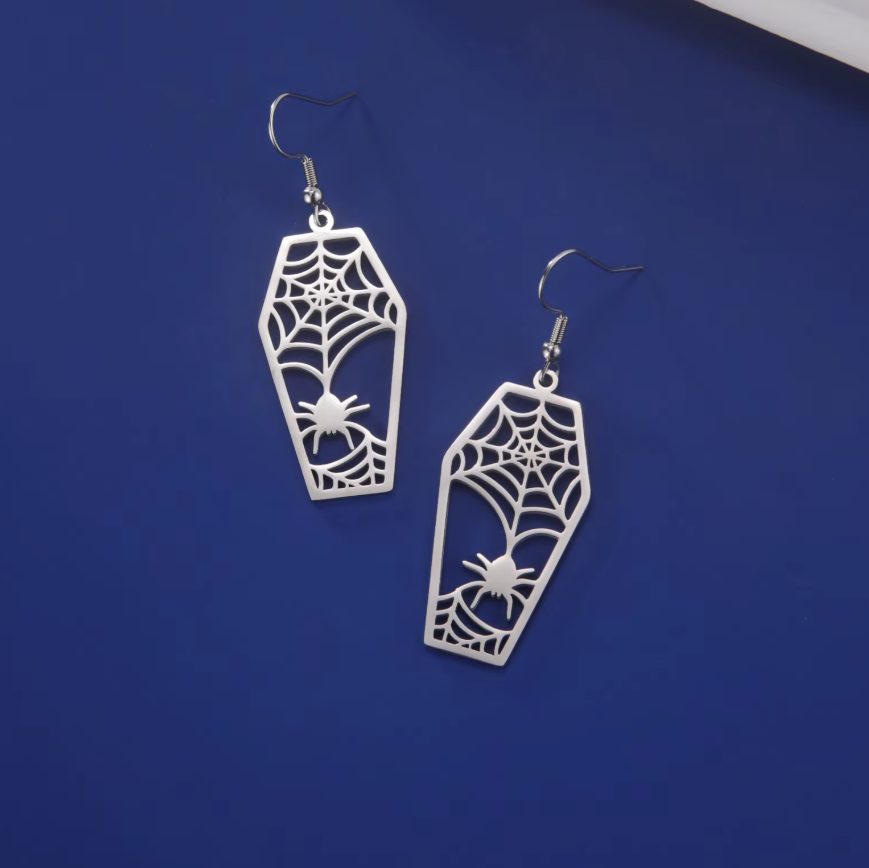 Coffin Spiderweb Earrings