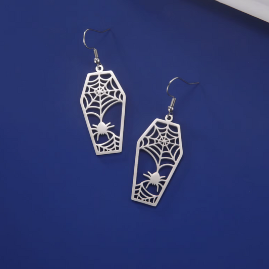 Coffin Spiderweb Earrings