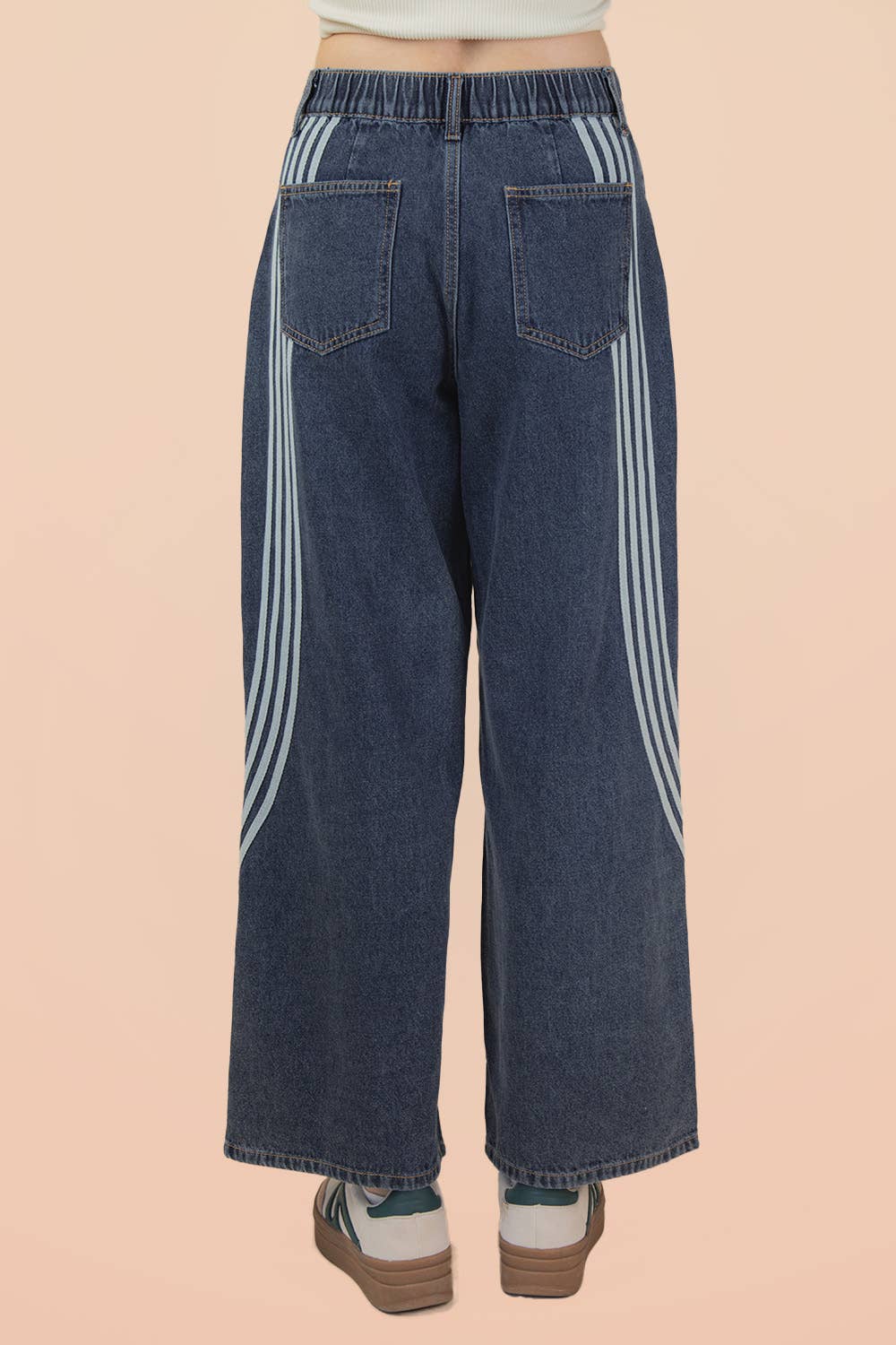 VJP90051-VERY JEAN Twill Tape Detail Washed Denim Pants