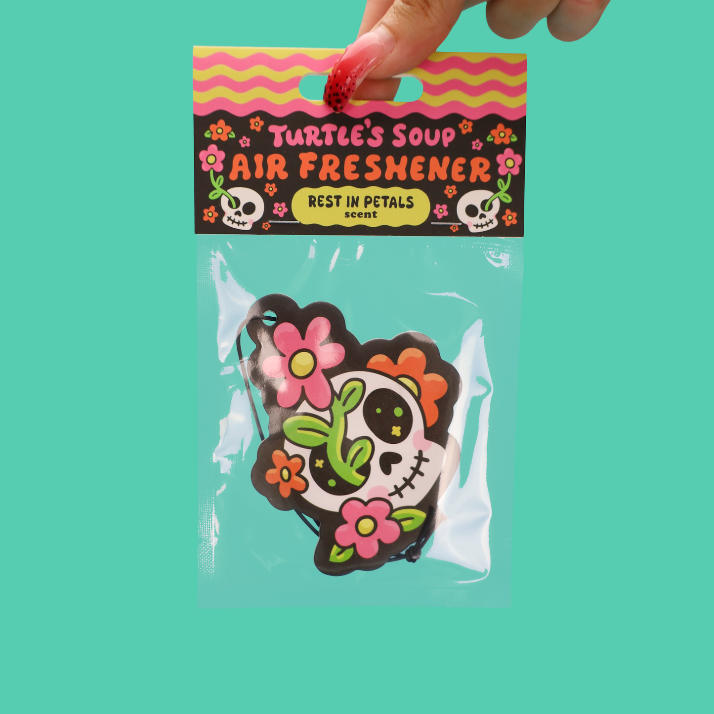Skull Flowers Rest in Petals Halloween Air Freshener