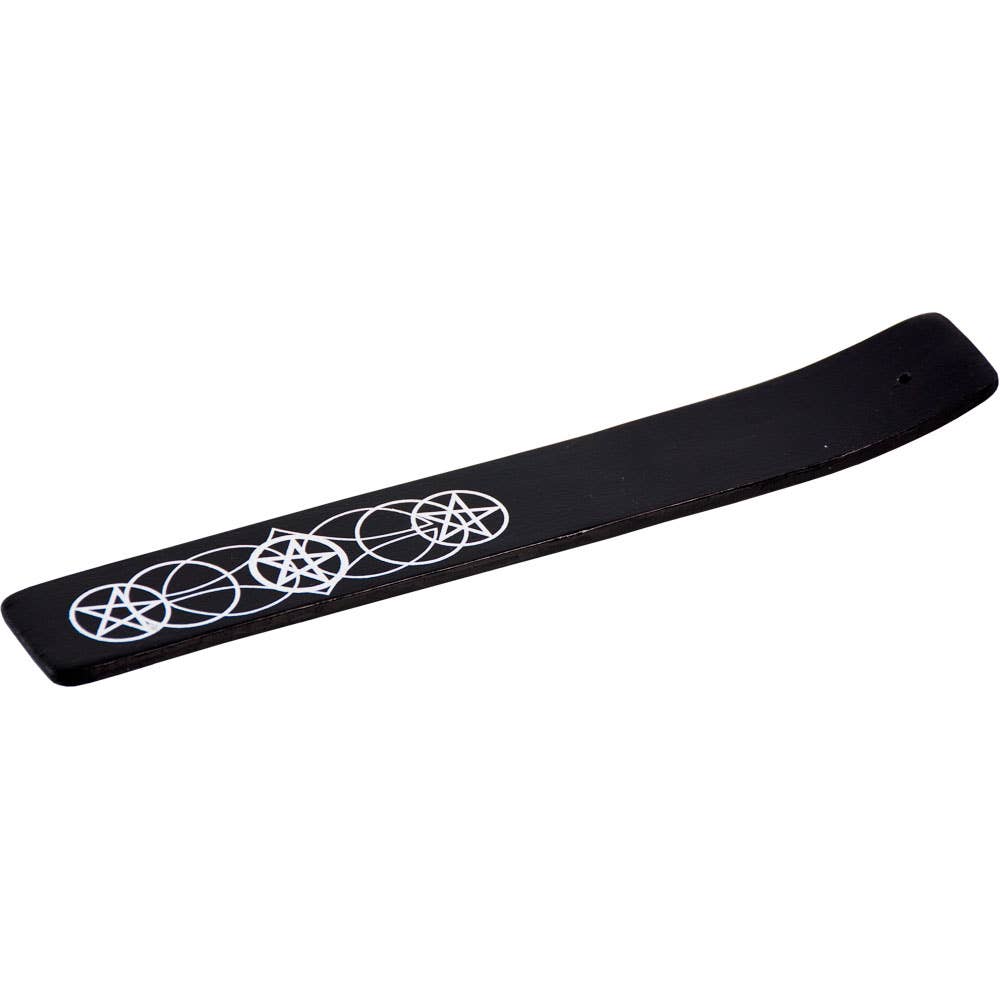 Pentacle Black- Painted Wood Incense Holder