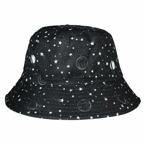 Universe Print Black Bucket Hat