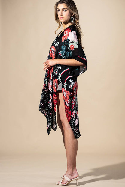 Red Flower Garden  Kimono