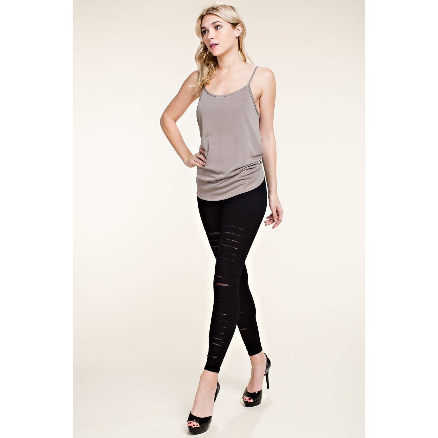 LEGGINGS WITH LASER CUT WITH LACE DETAILS