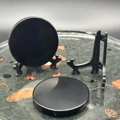 Obsidian Scrying Mirror with Stand