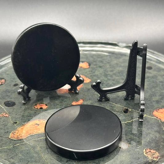 Obsidian Scrying Mirror with Stand