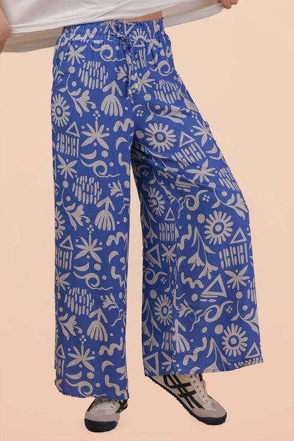 NP70715-Printed Wide Leg Long Pants