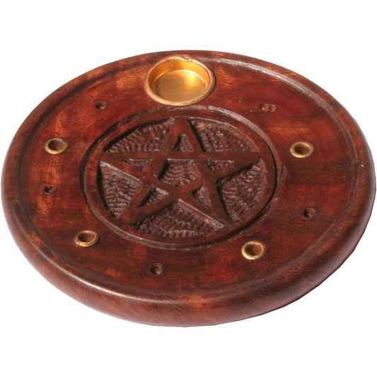 Wood Incense Holder Pentacle