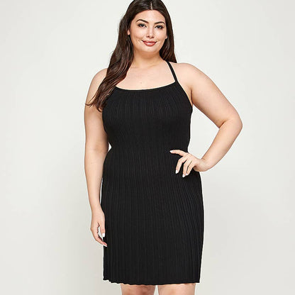 Pleated Knit Fit and Flare Dress | Plus
