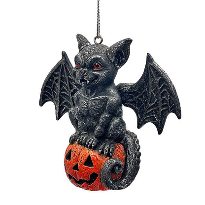 Spooky Gargoyle on a Pumpkin Ornament