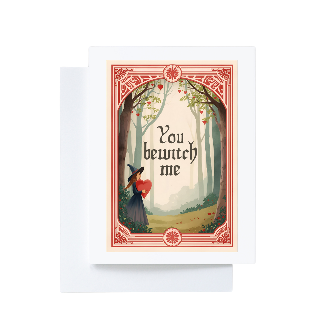 You Bewitch Me Fantasy Forest Witch Valentine Card 