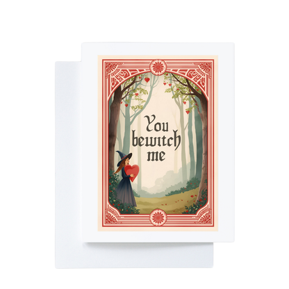 You Bewitch Me Fantasy Forest Witch Valentine Card 