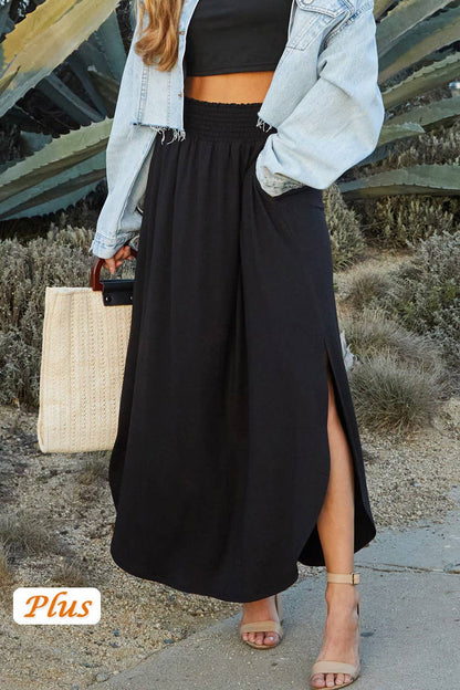 Smock Waist Maxi Skirt | Plus
