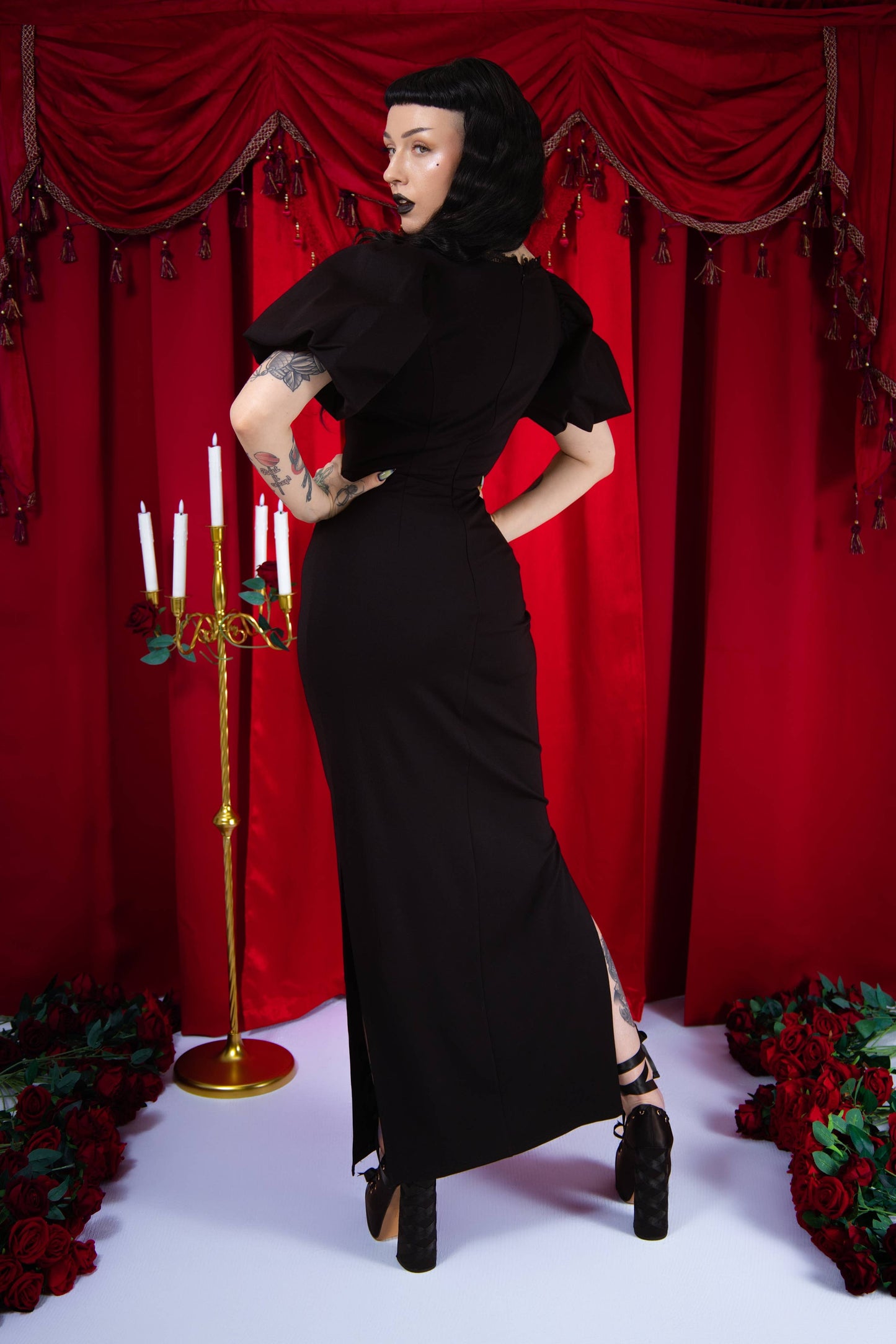 Gilded Garden Puff Sleeve Dress
