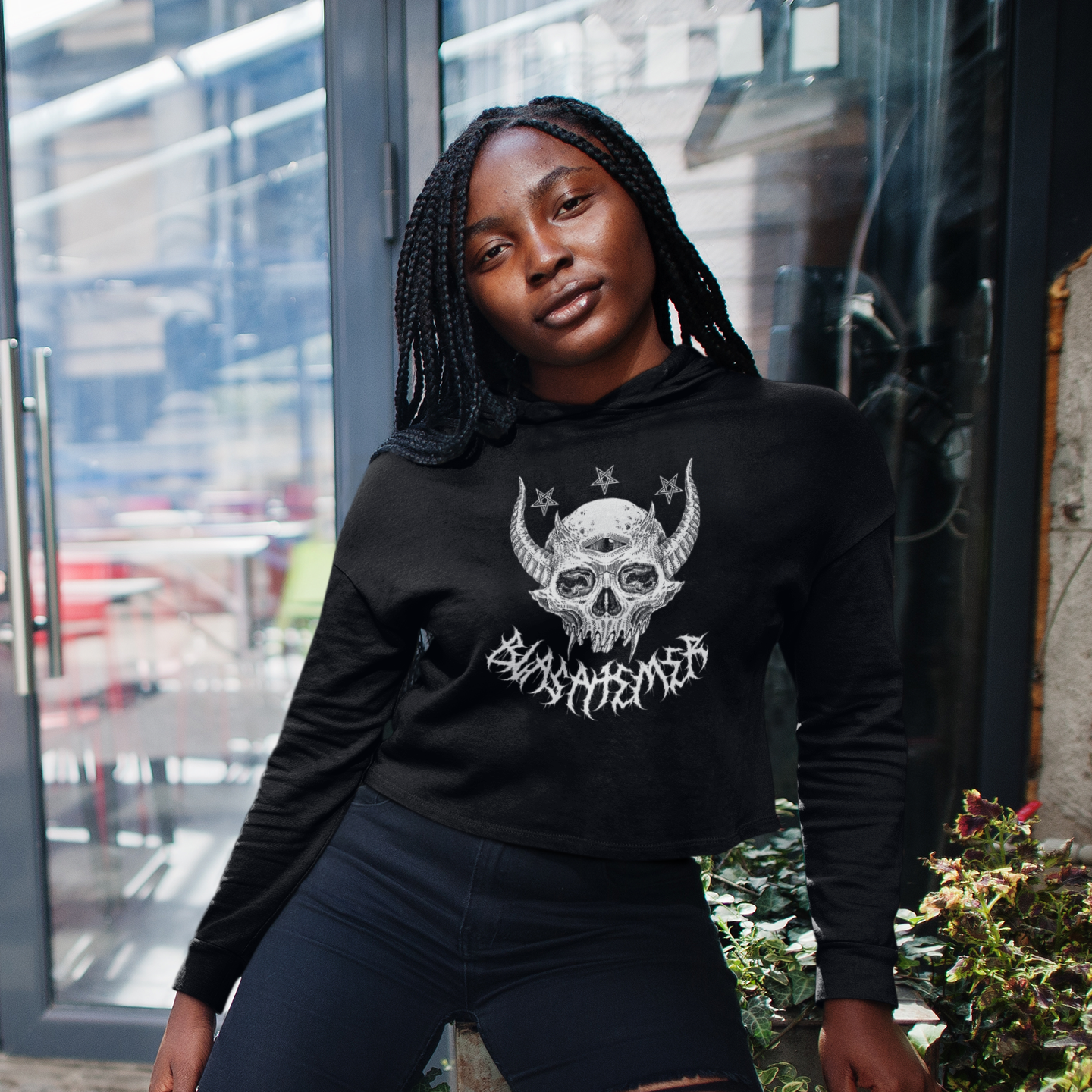 Blasphemer Death Metal Crop Hoodie