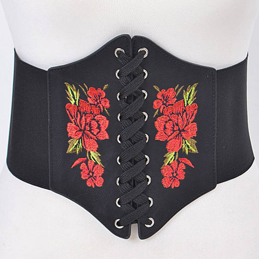 Rose Embroidered Corset Belt