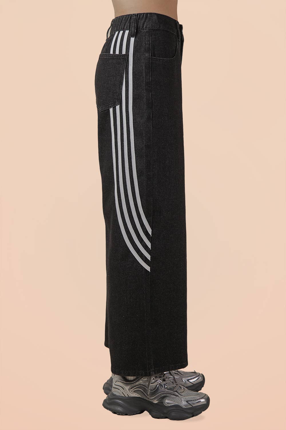 VJP90051-VERY JEAN Twill Tape Detail Washed Denim Pants