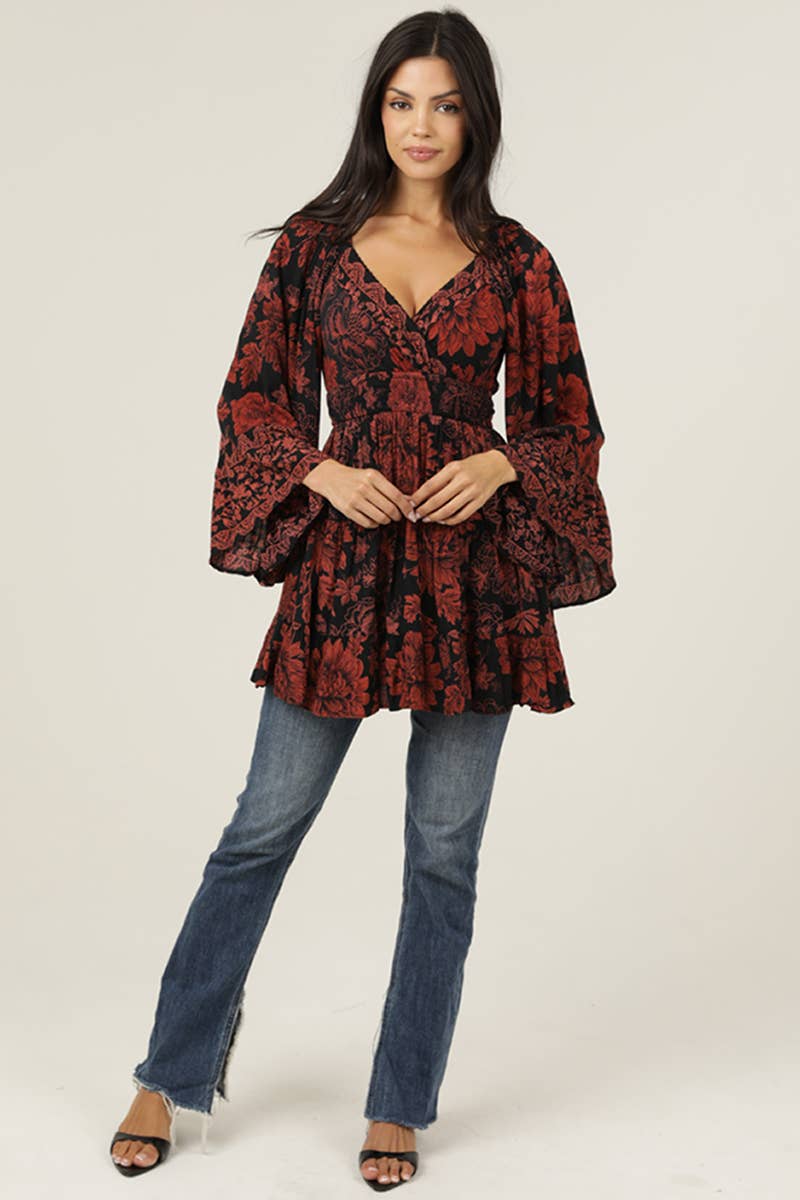 The Crimson Clover Bell Sleeve Tunic