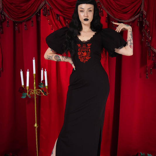 Gilded Garden Puff Sleeve Dress