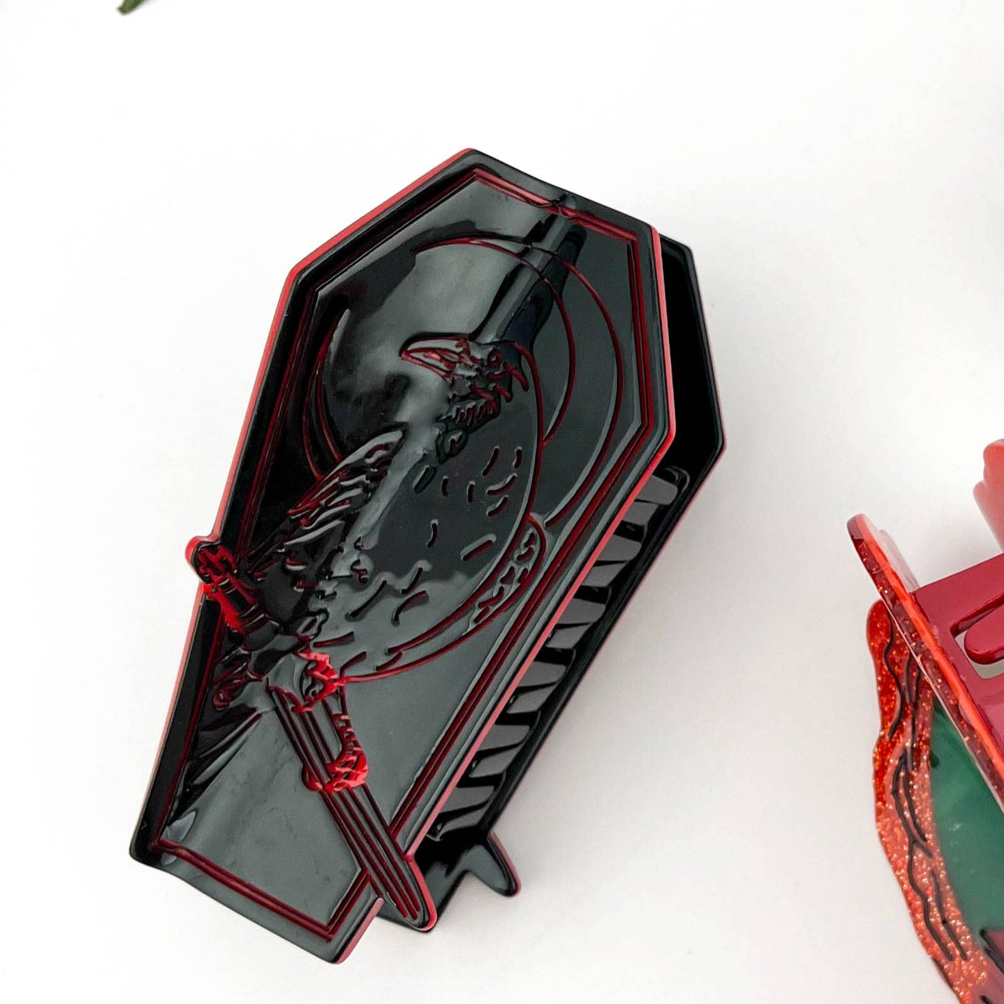 Raven Coffin Hair Claw Clip