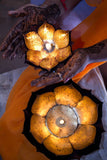 Gold Leafed Metal Lotus Candle Bowl